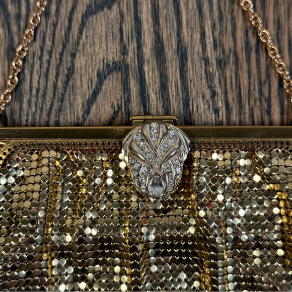 Vintage Whiting & Davis Gold Mesh Rhinestone Evening Bag - Picture 2 of 9
